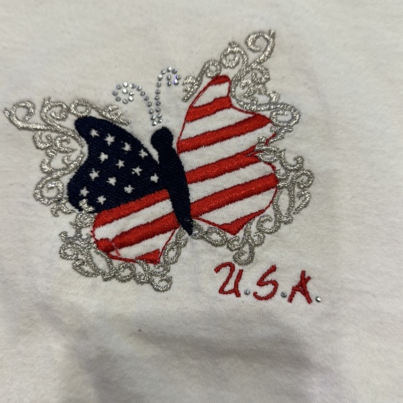 Red white and blue butterfly t shirt - Picture 3 of 3